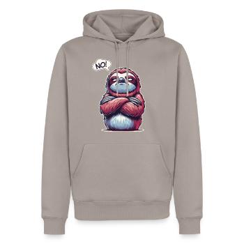 NON! Paresseux, Fatigué, Somnolent, Sieste, Paresse - Sweat à capuche Premium bio Homme - taupe - Devant - Nico (187cm)