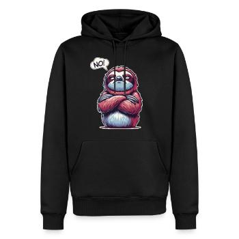 NO! Lazy Tired Sleepy Napping Sloth - Men’s Premium Organic Hoodie - black - Front - Nico (187cm)