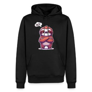 NO! Lazy Tired Sleepy Napping Sloth - Men’s Premium Organic Hoodie - black - Front - Nico (187cm)