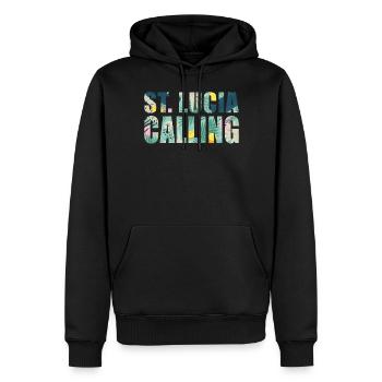 St. Lucia Souvenir-Urlaub - Männer Premium Bio Hoodie - Schwarz - Vorne - Nico (187cm)