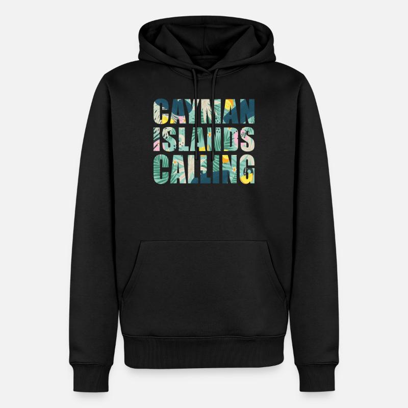 Vacances souvenirs aux îles Caïmans - Sweat à capuche Premium bio Homme - noir