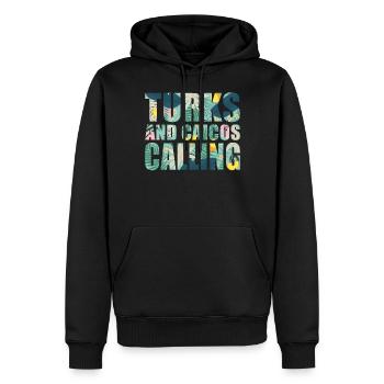 Vacances souvenirs aux îles Turques-et-Caïques - Sweat à capuche Premium bio Homme - noir - Devant - Nico (187cm)