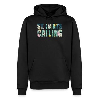 Saint-Barthélemy appelle l’évasion tropicale - Sweat à capuche Premium bio Homme - noir - Devant - Nico (187cm)