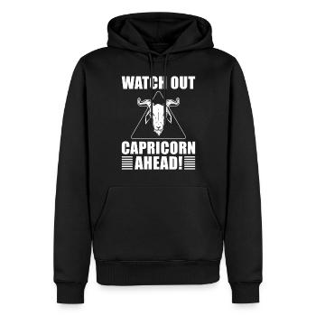 Achtung Steinbock voraus Sternzeichen - Männer Premium Bio Hoodie - Schwarz - Vorne - Nico (187cm)