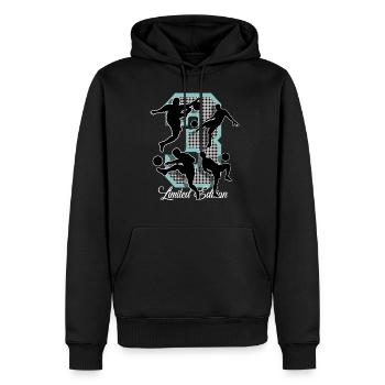 3ème anniversaire Football - Sweat à capuche Premium bio Homme - noir - Devant - Nico (187cm)