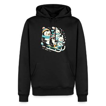 Luge Neige Luge Sport d’hiver Winter Outdood - Sweat à capuche Premium bio Homme - noir - Devant - Nico (187cm)