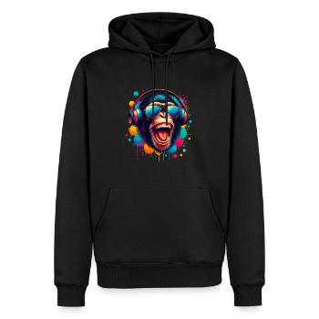 DJ Monkey Chimpanzé Casque De Musique Singe Cool - Sweat à capuche Premium bio Homme - noir - Devant - Nico (187cm)