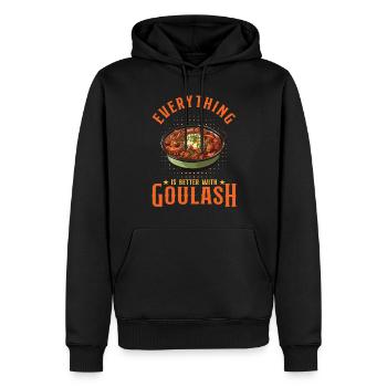 Mit Gulasch ist alles besser - Männer Premium Bio Hoodie - Schwarz - Vorne - Nico (187cm)