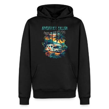 Adventure is Calling and i must go. Camping, cool, - Men’s Premium Organic Hoodie - black - Front - Nico (187cm)
