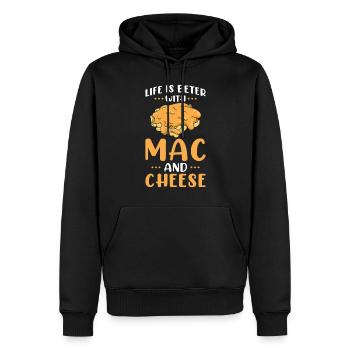 La vie est meilleure avec le macaroni au fromage - Sweat à capuche Premium bio Homme - noir - Devant - Nico (187cm)