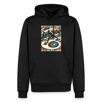 Ne sous-estimez jamais un vieil homme avec un balai - Sweat à capuche Premium bio Homme - noir - Devant - Nico (187cm)