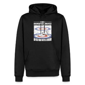 Ne sous-estimez jamais un vieil homme avec un balai - Sweat à capuche Premium bio Homme - noir - Devant - Nico (187cm)