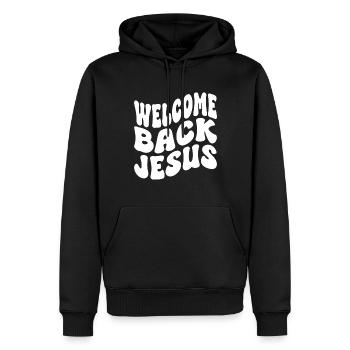 Welcome Back Jesus - Männer Premium Bio Hoodie - Schwarz - Vorne - Nico (187cm)