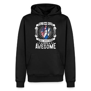 Drapeau de l’Écosse et des États-Unis - moitié américain, moitié écossais - Sweat à capuche Premium bio Homme - noir - Devant - Nico (187cm)