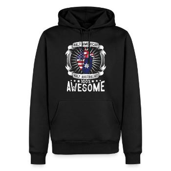Australie États-Unis Drapeau - Moitié Américain Moitié Australien - Sweat à capuche Premium bio Homme - noir - Devant - Nico (187cm)