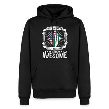 Nigeria USA Flagge - Halb Amerikanerin, Halb Nigerianerin - Männer Premium Bio Hoodie - Schwarz - Vorne - Nico (187cm)