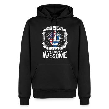 Drapeau grec des États-Unis - moitié américain moitié grec - Sweat à capuche Premium bio Homme - noir - Devant - Nico (187cm)