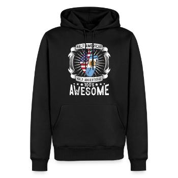 Argentina USA Flag - Half American Half - Men’s Premium Organic Hoodie - black - Front - Nico (187cm)