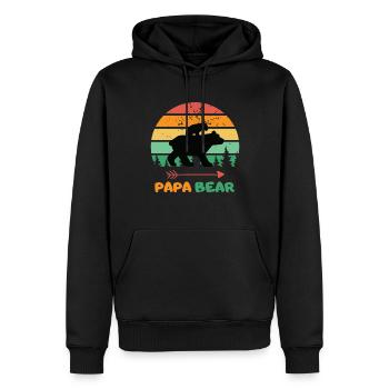 Père Papa Ours Fête des Pères Ours Rétro Enfant Mignon - Sweat à capuche Premium bio Homme - noir - Devant - Nico (187cm)