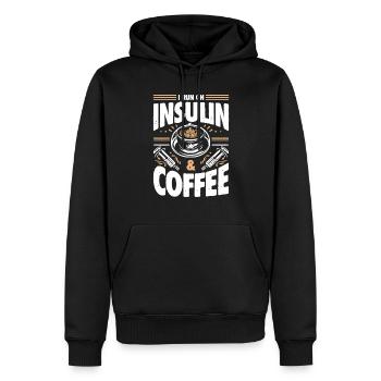 I Run on Insulin and Coffee - Kaffee Diabetiker - Männer Premium Bio Hoodie - Schwarz - Vorne - Nico (187cm)