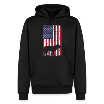 Deutscher Schäferhund Hund mit USA Flagge - Männer Premium Bio Hoodie - Schwarz - Vorne - Nico (187cm)