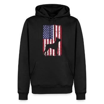 Chien boxer avec drapeau des États-Unis - Sweat à capuche Premium bio Homme - noir - Devant - Nico (187cm)