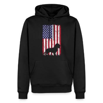Chien Beagle avec drapeau des États-Unis - Sweat à capuche Premium bio Homme - noir - Devant - Nico (187cm)