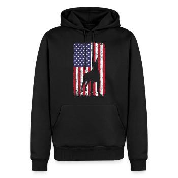 Doberman Pinscher chien avec drapeau des États-Unis - Sweat à capuche Premium bio Homme - noir - Devant - Nico (187cm)