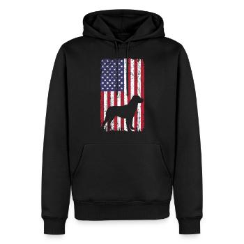 Chien Rottweiler avec drapeau des États-Unis - Sweat à capuche Premium bio Homme - noir - Devant - Nico (187cm)
