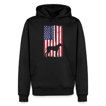 Deutsche Dogge Hund mit USA Flagge - Männer Premium Bio Hoodie - Schwarz - Vorne - Nico (187cm)