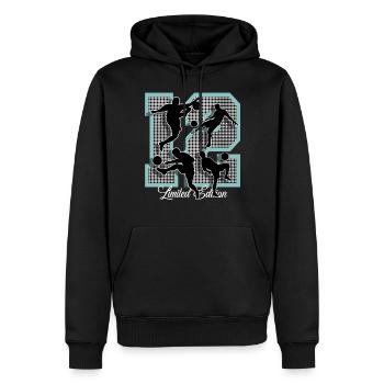 12th Birthday Football - Men’s Premium Organic Hoodie - black - Front - Nico (187cm)