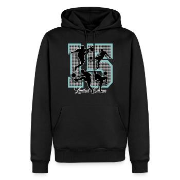 15e anniversaire Football - Sweat à capuche Premium bio Homme - noir - Devant - Nico (187cm)