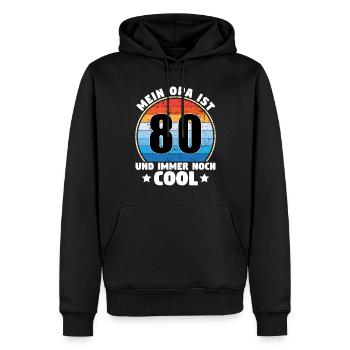 My Grandpa Is 80 And Still Cool 1944 - Men’s Premium Organic Hoodie - black - Front - Nico (187cm)