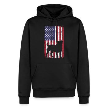 Bouledogue américain avec drapeau des États-Unis - Sweat à capuche Premium bio Homme - noir - Devant - Nico (187cm)
