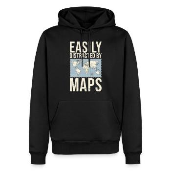 Easily Distracted By Maps Geographie-Lehrer - Männer Premium Bio Hoodie - Schwarz - Vorne - Nico (187cm)