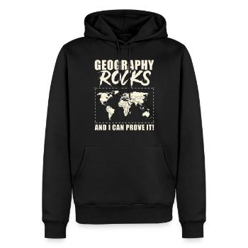 Geographie Lehrer: Geography Rocks - Männer Premium Bio Hoodie - Schwarz - Vorne - Nico (187cm)