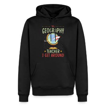 Professeur de géographie avec motif de globe terrestre - Sweat à capuche Premium bio Homme - noir - Devant - Nico (187cm)