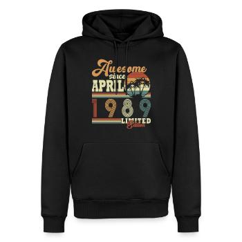 1989 Avril 1989 Jubilé Avril 1989 Avril - Sweat à capuche Premium bio Homme - noir - Devant - Nico (187cm)