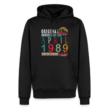 1989 Avril 1989 Jubilé Avril 1989 Avril - Sweat à capuche Premium bio Homme - noir - Devant - Nico (187cm)