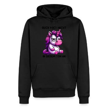 Ne me regarde pas sur ce ton - Sweat à capuche Premium bio Homme - noir - Devant - Nico (187cm)