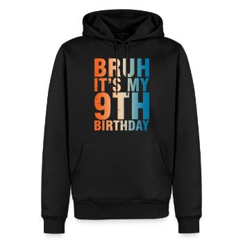 Célébrez vos 9 ans avec style - Sweat à capuche Premium bio Homme - noir - Devant - Nico (187cm)
