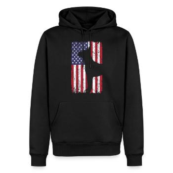 Chien boxer avec drapeau des États-Unis - Sweat à capuche Premium bio Homme - noir - Devant - Nico (187cm)