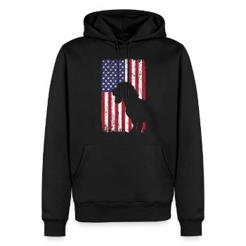 Chien Beagle avec drapeau des États-Unis - Sweat à capuche Premium bio Homme - noir - Devant - Nico (187cm)