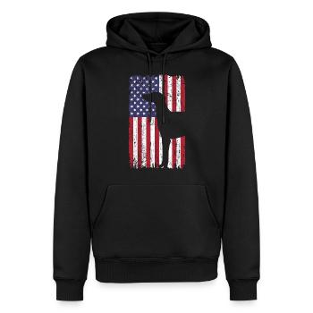 Chien lévrier avec drapeau des États-Unis - Sweat à capuche Premium bio Homme - noir - Devant - Nico (187cm)