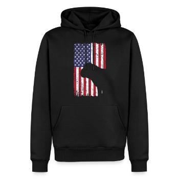Chien bouledogue avec drapeau des États-Unis - Sweat à capuche Premium bio Homme - noir - Devant - Nico (187cm)