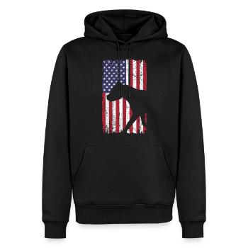 Chien American Staffordshire Terrier avec drapeau américain - Sweat à capuche Premium bio Homme - noir - Devant - Nico (187cm)