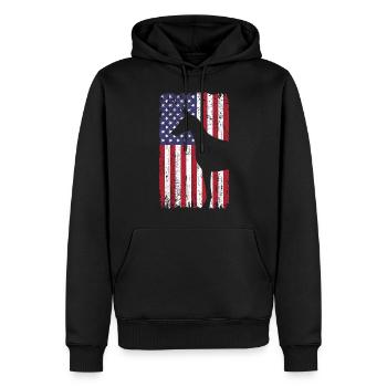 Doberman Pinscher chien avec drapeau des États-Unis - Sweat à capuche Premium bio Homme - noir - Devant - Nico (187cm)