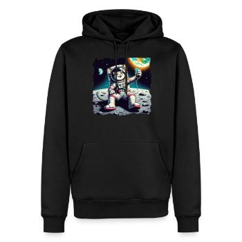 Mond Selfie Kätzchen Liebhaber Erde Haustier - Männer Premium Bio Hoodie - Schwarz - Vorne - Nico (187cm)