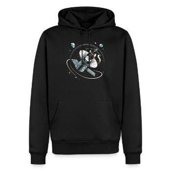 Katze Astronaut Astronomie Äußeres Sonnensystem - Männer Premium Bio Hoodie - Schwarz - Vorne - Nico (187cm)