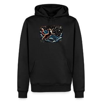 Katze Astronaut Astronomie Äußeres Sonnensystem - Männer Premium Bio Hoodie - Schwarz - Vorne - Nico (187cm)